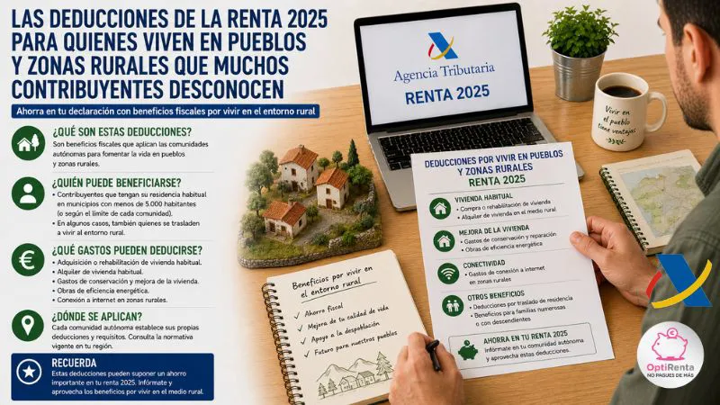 deducciones vivir en pueblos renta 2025