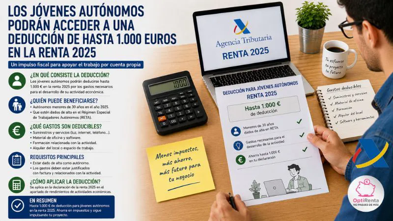 deducción autónomos menores 35 años renta 2025