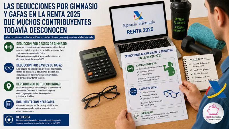 deducciones gimnasio y gafas renta 2025