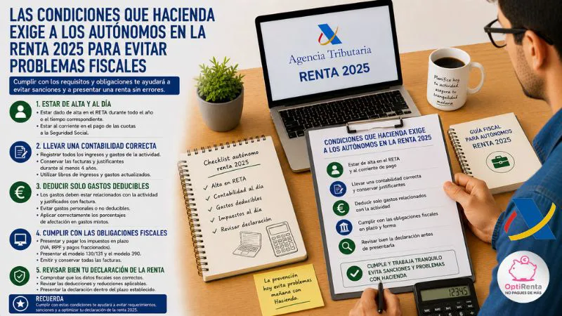 condiciones Hacienda autónomos renta 2025