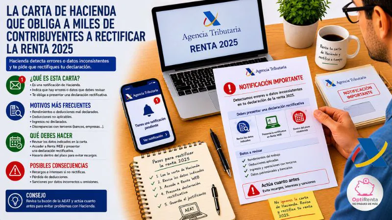 carta Hacienda rectificar renta 2025
